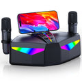 Karaoké Haut-Parleur Portable 35W Réel, Autonomie de 8 Heures, 2 Microphones sans Fil Rechargeables, LED, Machine de Karaoké pour Adultes et Enfants, (CHJ161-Black)