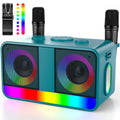 Karaoké Haut-Parleur Portable 35W Réel, Autonomie de 8 Heures, 2 Microphones sans Fil Rechargeables, LED, Machine de Karaoké pour Adultes et Enfants, (CHJ171-LightGreen)