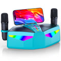 Karaoké Haut-Parleur Portable 35W Réel, Autonomie de 8 Heures, 2 Microphones sans Fil Rechargeables, LED, Machine de Karaoké pour Adultes et Enfants, (CHJ161-BrightBlue)