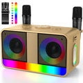 Karaoké Haut-Parleur Portable 35W Réel, Autonomie de 8 Heures, 2 Microphones sans Fil Rechargeables, LED, Machine de Karaoké pour Adultes et Enfants, (CHJ171-Golden)