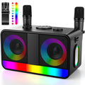 Karaoké Haut-Parleur Portable 35W Réel, Autonomie de 8 Heures, 2 Microphones sans Fil Rechargeables, LED, Machine de Karaoké pour Adultes et Enfants, (CHJ171-Black)